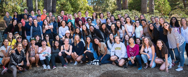 Residents Gathered together in the woods on retreat