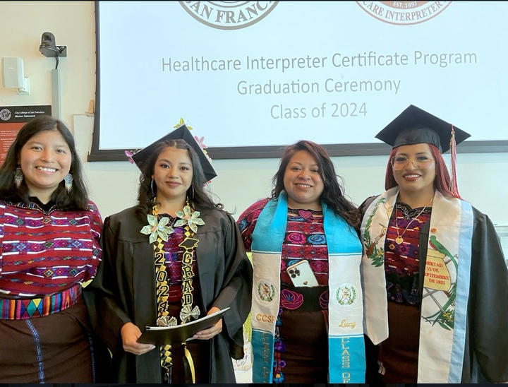 2024 Mam-speaking interpreter graduates Yosili Mendoza, Flora Cruz Ramos, Lucinda Matias, and Andrea Martin, left to right. Photo: Dr. Emily Frank