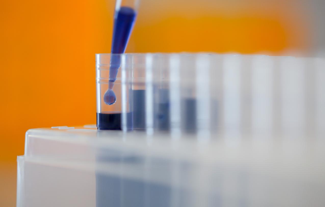 Test tubes with blue liquid